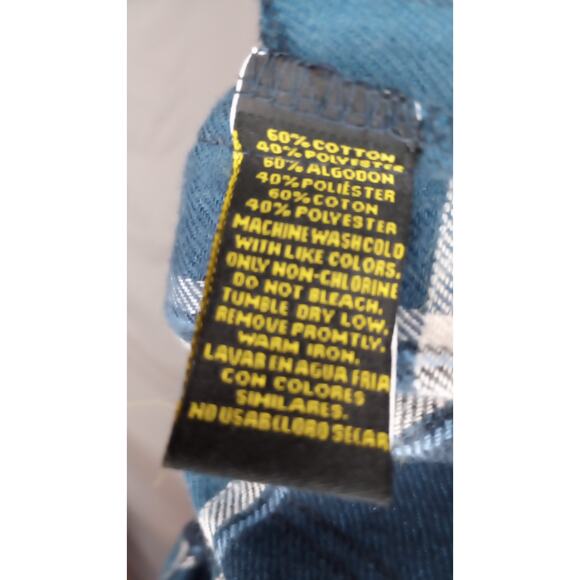 Stanley Blue & White Plaid Flannel Button Front Long Sleeve Shirt - Picture 9 of 12